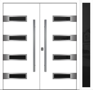 Nova Inox S4 Modern Exterior Double Door W/ (1) 12" Sidelight - Unit 86x81 3/8 - White - Doors and Beyond