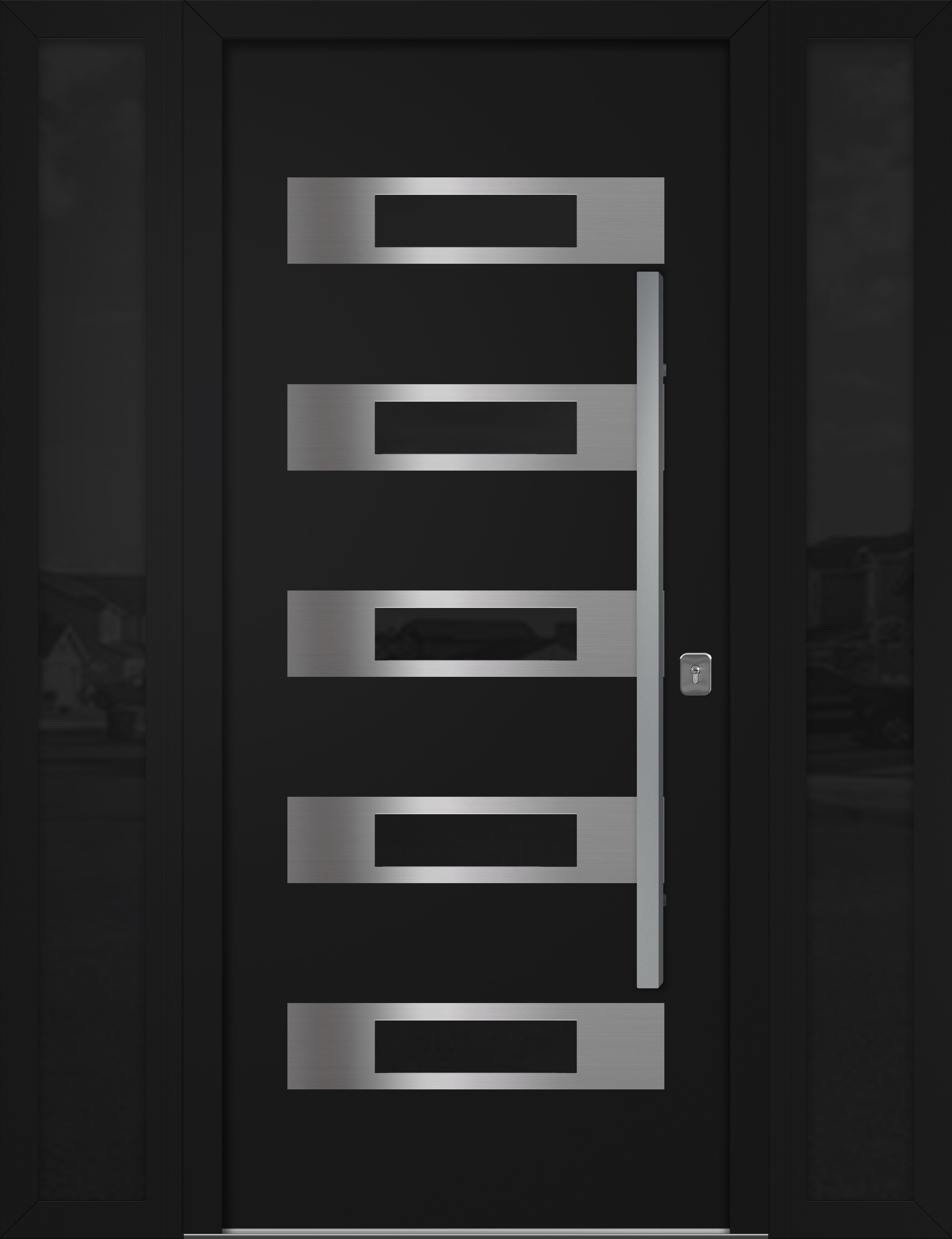 Nova Inox S5 Modern Exterior Single Door W/ (2) 12" Sidelight - Unit 62x81 3/8 - Black