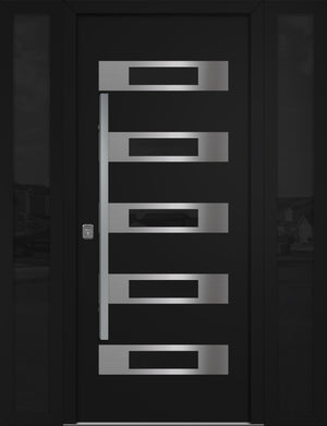 Nova Inox S5 Modern Exterior Single Door W/ (2) 12" Sidelight - Unit 62x81 3/8 - Black - Doors and Beyond