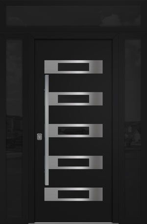 Nova Inox S5 Modern Exterior Single Door 36x80 with 2 Sidelight and Transom - Unit 62x95 1/2 - Black - Doors and Beyond