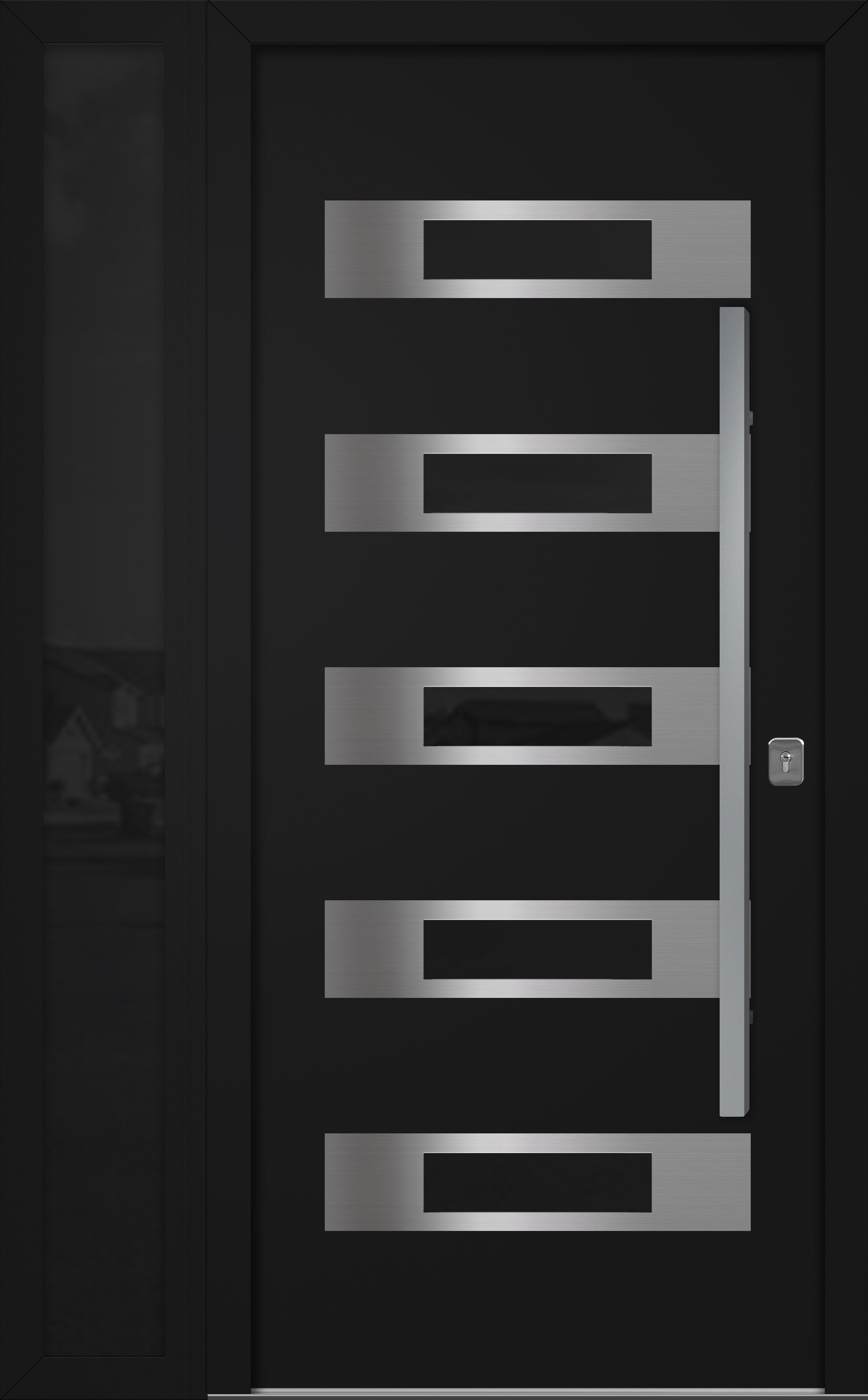 Nova Inox S5 Modern Exterior Single Door W/ (1) 12" Sidelight - Unit 50x81 3/8 - Black
