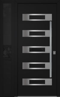 Nova Inox S5 Modern Exterior Single Door W/ (1) 12" Sidelight - Unit 50x81 3/8 - Black - Doors and Beyond