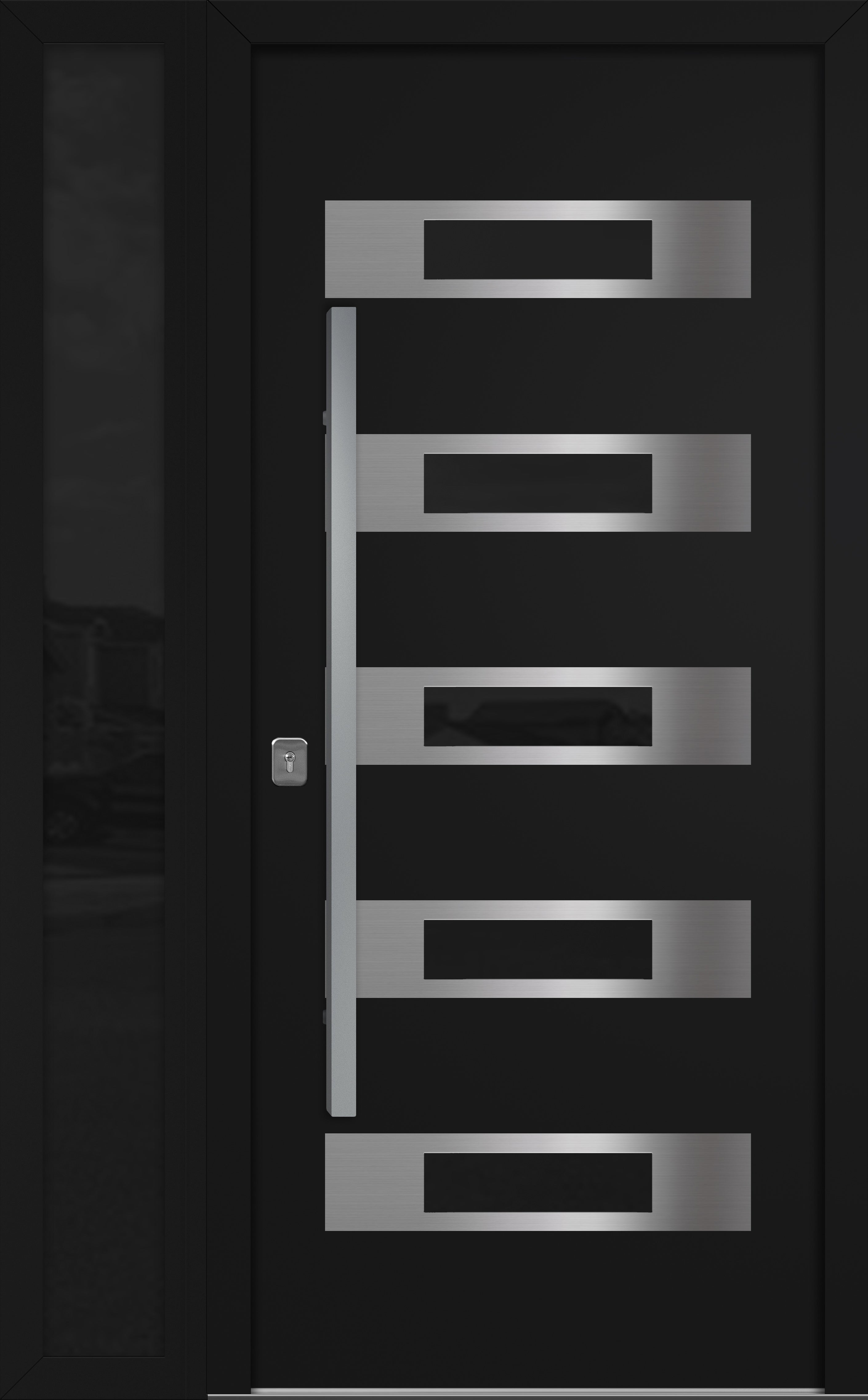 Nova Inox S5 Modern Exterior Single Door W/ (1) 12" Sidelight - Unit 50x81 3/8 - Black