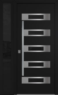Nova Inox S5 Modern Exterior Single Door W/ (1) 12" Sidelight - Unit 50x81 3/8 - Black - Doors and Beyond