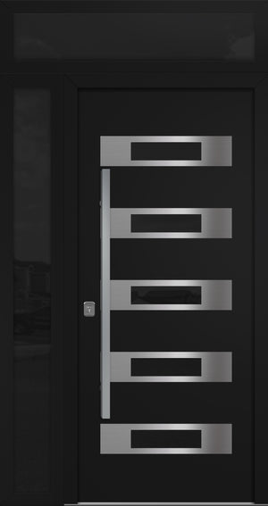 Nova Inox S5 Modern Exterior Single Door 36x80 with Sidelight and Transom - Unit 50x95 1/2 - Black - Doors and Beyond