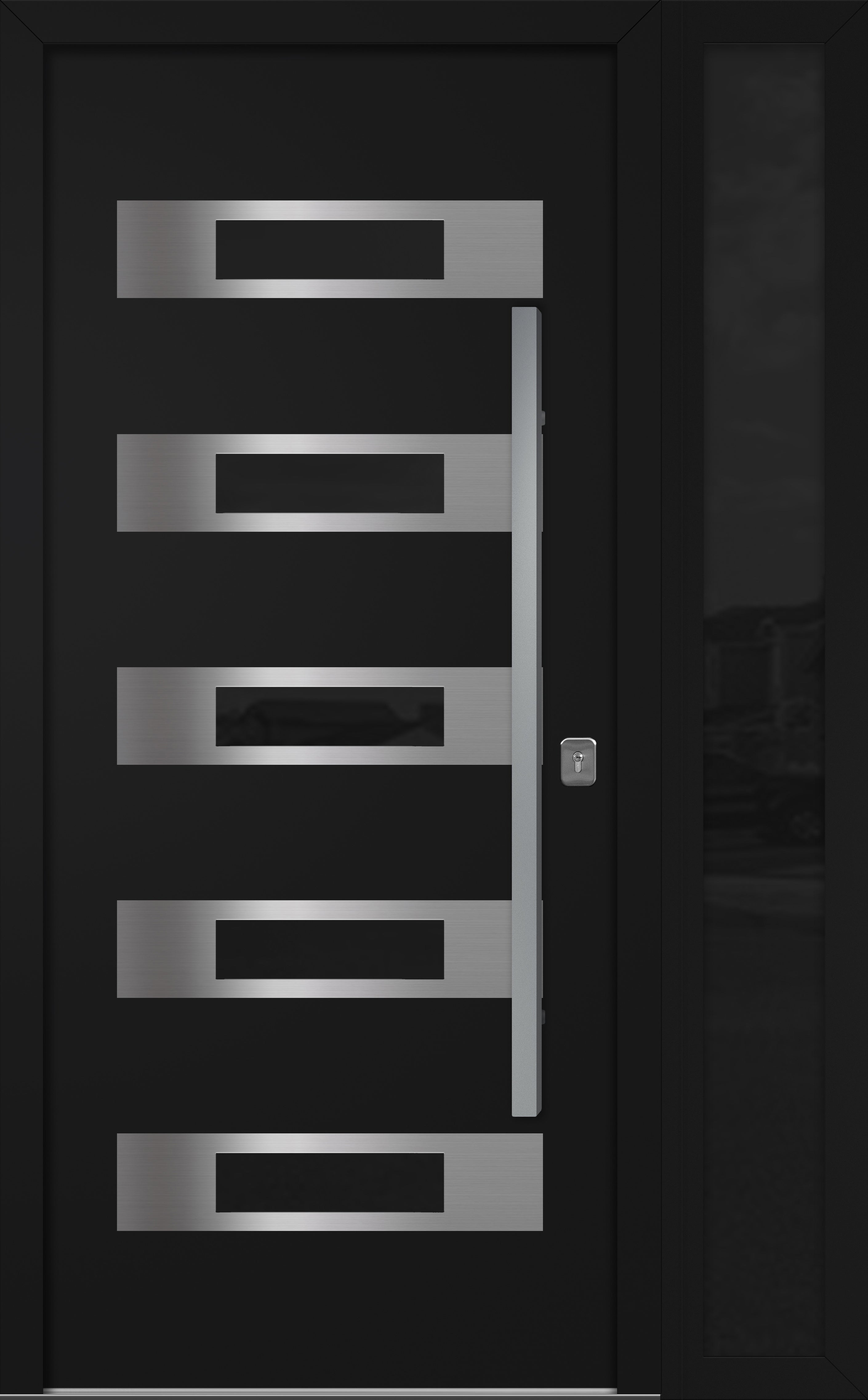 Nova Inox S5 Modern Exterior Single Door W/ (1) 12" Sidelight - Unit 50x81 3/8 - Black