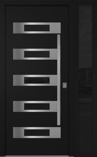 Nova Inox S5 Modern Exterior Single Door W/ (1) 12" Sidelight - Unit 50x81 3/8 - Black - Doors and Beyond