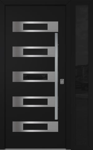 Nova Inox S5 Modern Exterior Single Door W/ (1) 12" Sidelight - Unit 50x81 3/8 - Black - Doors and Beyond
