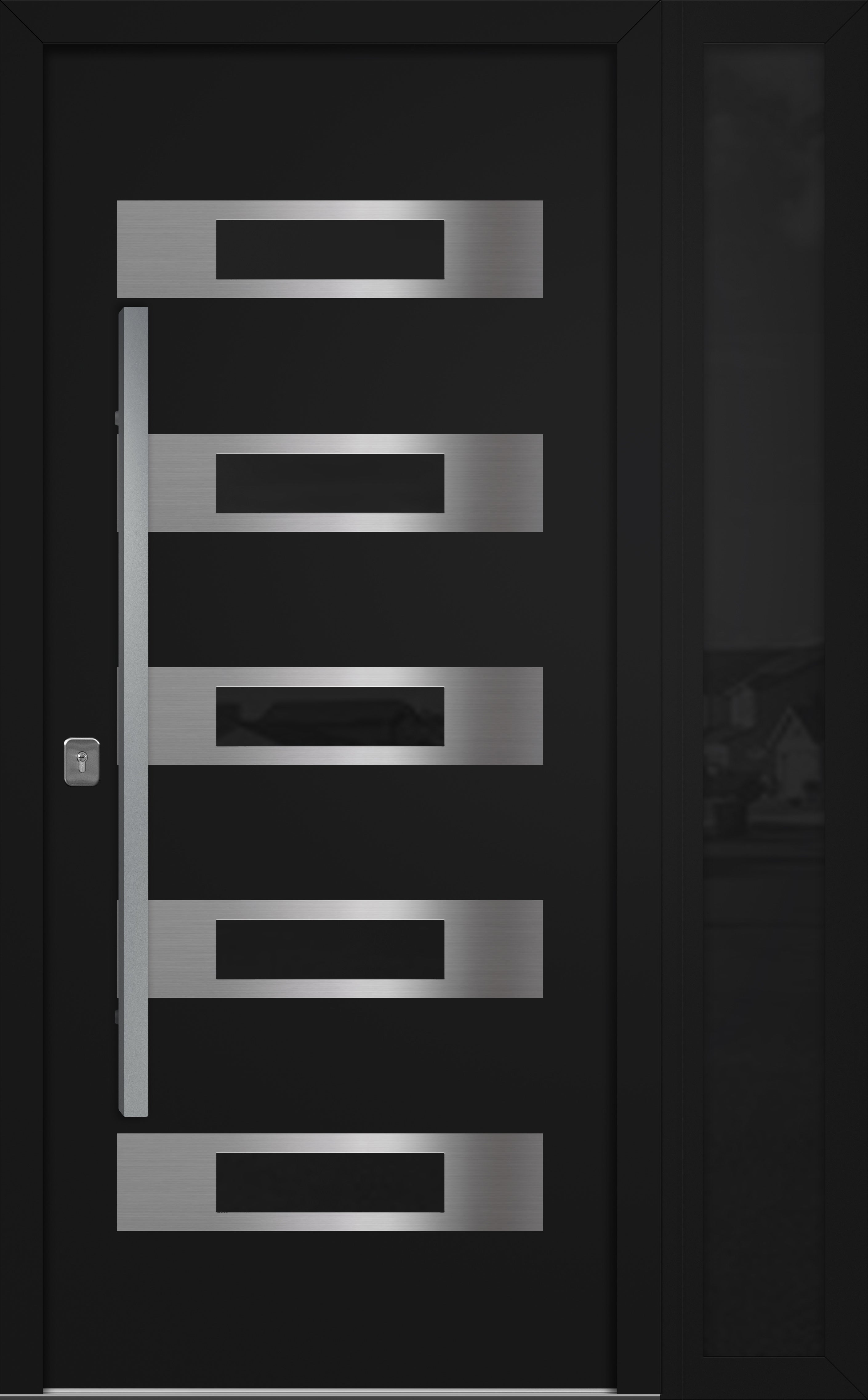 Nova Inox S5 Modern Exterior Single Door W/ (1) 12" Sidelight - Unit 50x81 3/8 - Black