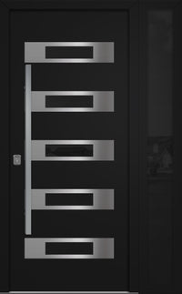 Nova Inox S5 Modern Exterior Single Door W/ (1) 12" Sidelight - Unit 50x81 3/8 - Black - Doors and Beyond