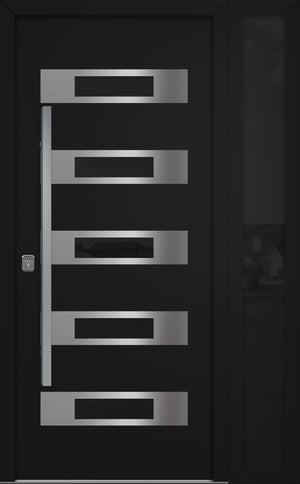 Nova Inox S5 Modern Exterior Single Door W/ (1) 12" Sidelight - Unit 50x81 3/8 - Black - Doors and Beyond