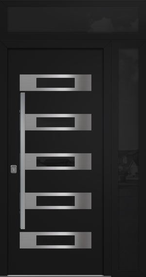 Nova Inox S5 Modern Exterior Single Door 36x80 with Sidelight and Transom - Unit 50x95 1/2 - Black - Doors and Beyond