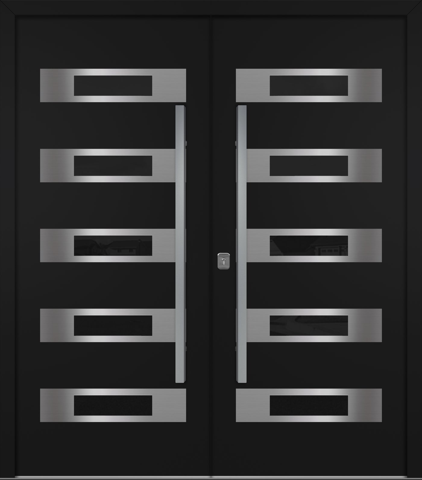 Nova Inox S5 Modern Exterior Double Door 72x80 - Unit 74x81 1/2 - Black - Doors and Beyond
