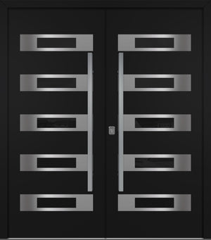 Nova Inox S5 Modern Exterior Double Door 72x80 - Unit 74x81 1/2 - Black - Doors and Beyond