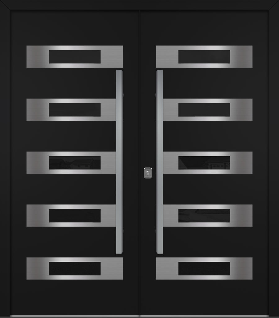Nova Inox S5 Modern Exterior Double Door 72x80 - Unit 74x81 1/2 - Black - Doors and Beyond