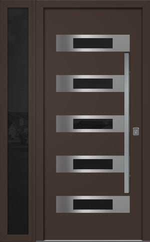 Nova Inox S5 Modern Exterior Single Door W/ (1) 12" Sidelight - Unit 50x81 3/8 - Brown - Doors and Beyond