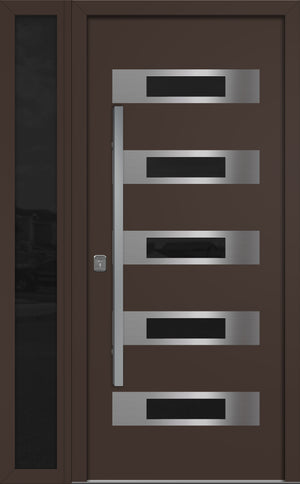 Nova Inox S5 Modern Exterior Single Door W/ (1) 12" Sidelight - Unit 50x81 3/8 - Brown - Doors and Beyond
