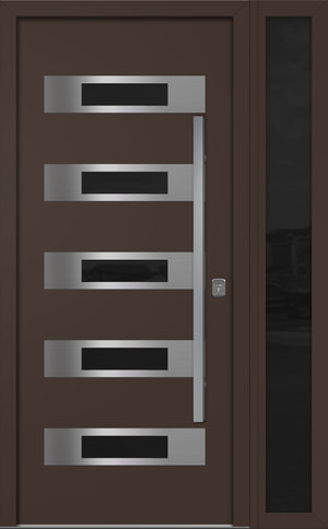 Nova Inox S5 Modern Exterior Single Door W/ (1) 12" Sidelight - Unit 50x81 3/8 - Brown - Doors and Beyond