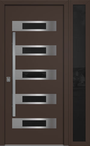 Nova Inox S5 Modern Exterior Single Door W/ (1) 12" Sidelight - Unit 50x81 3/8 - Brown - Doors and Beyond