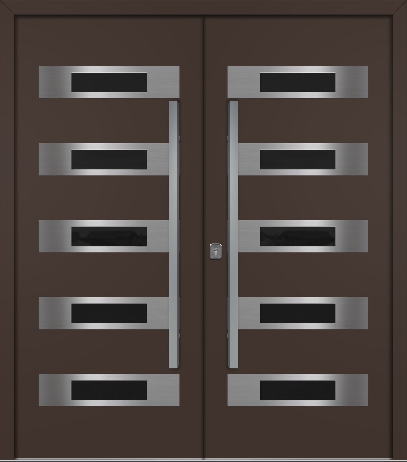 Nova Inox S5 Modern Exterior Double Door 72x80 - Unit 74x81 1/2 - Brown - Doors and Beyond