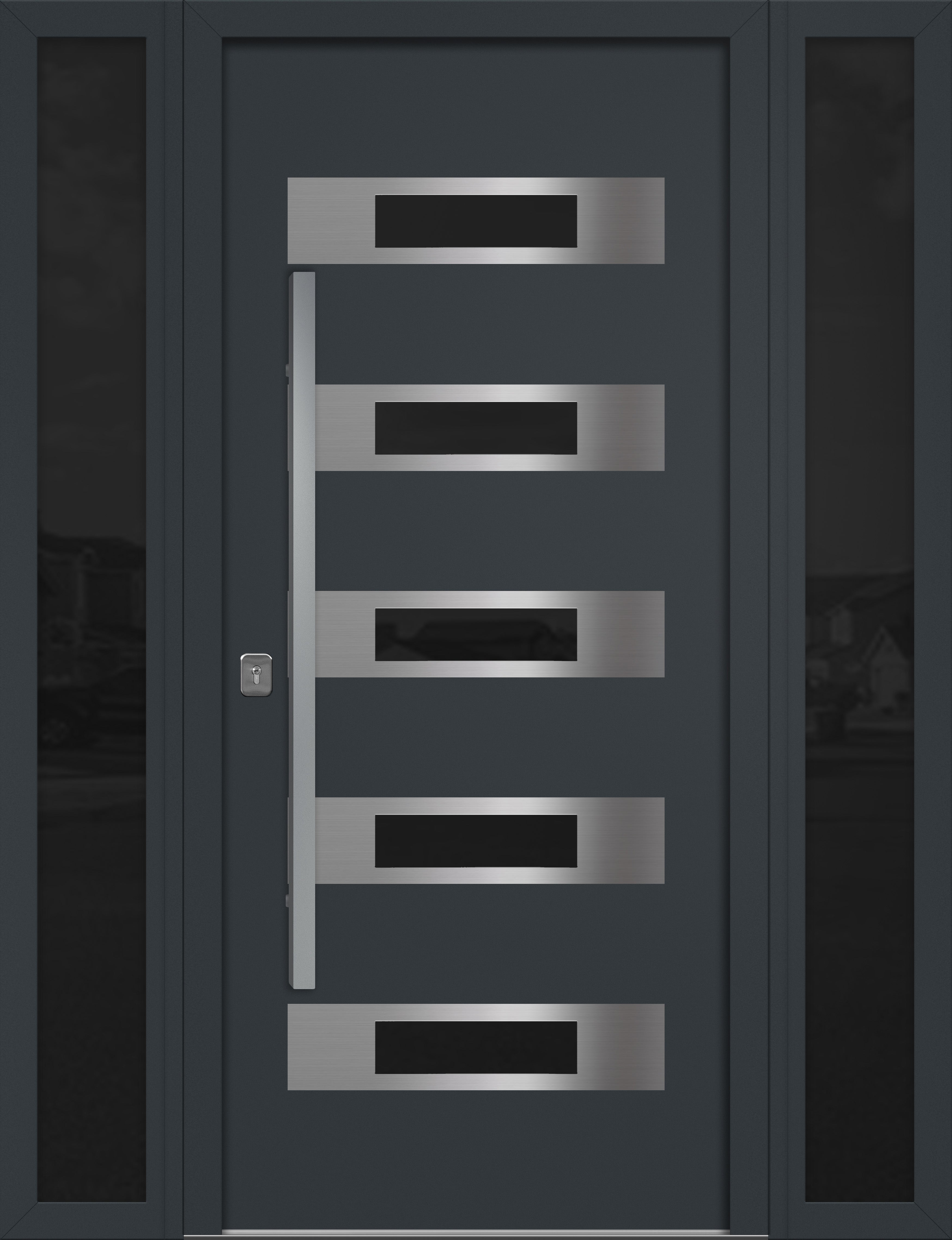 Nova Inox S5 Modern Exterior Single Door W/ (2) 12" Sidelight - Unit 62x81 3/8 - Gray