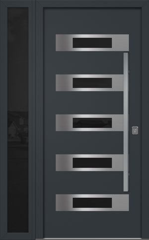 Nova Inox S5 Modern Exterior Single Door W/ (1) 12" Sidelight - Unit 50x81 3/8 - Gray - Doors and Beyond