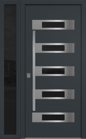 Nova Inox S5 Modern Exterior Single Door W/ (1) 12" Sidelight - Unit 50x81 3/8 - Gray - Doors and Beyond