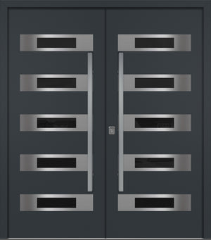 Nova Inox S5 Modern Exterior Double Door 72x80 - Unit 74x81 1/2 - Gray - Doors and Beyond