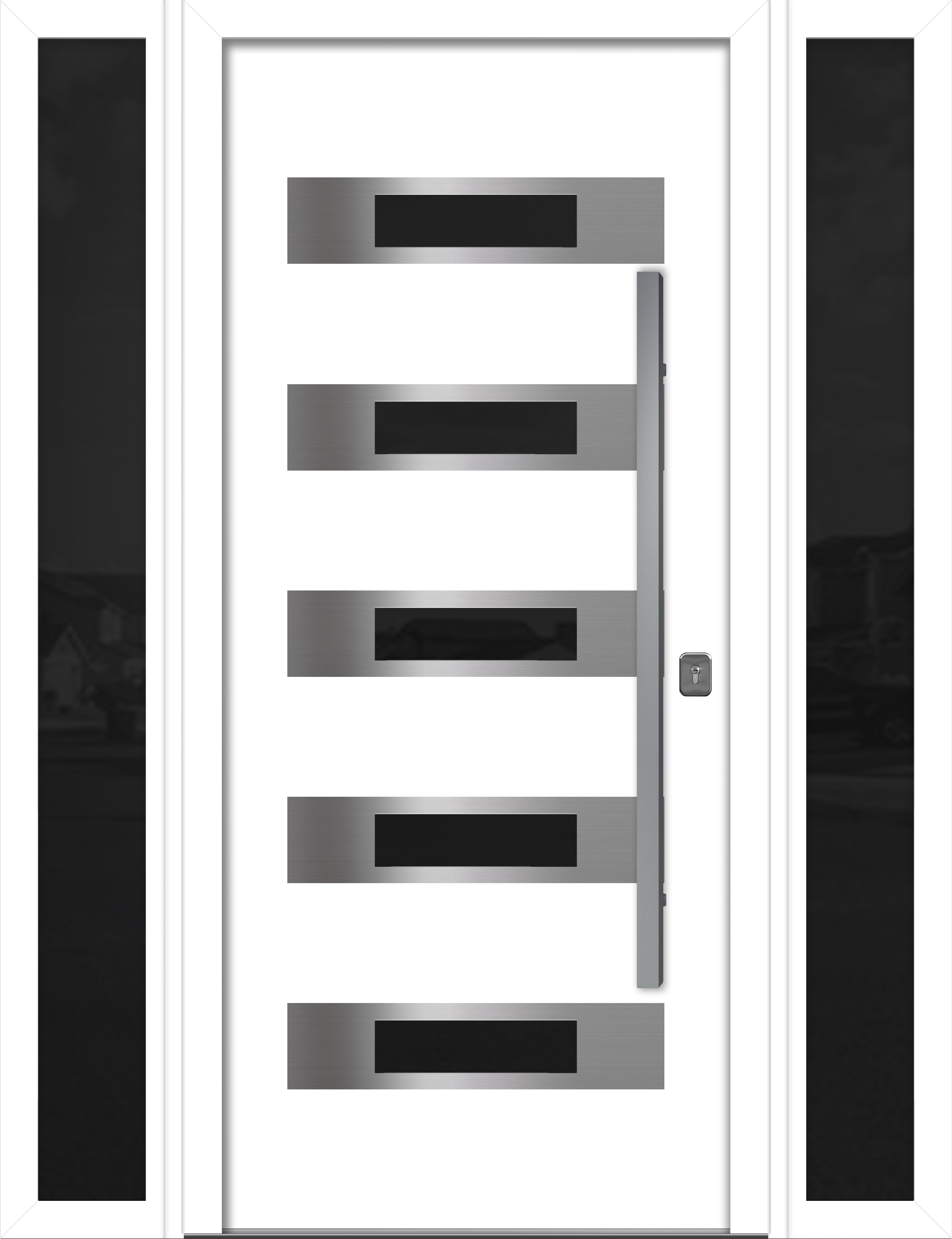 Nova Inox S5 Modern Exterior Single Door W/ (2) 12" Sidelight - Unit 62x81 3/8 - White
