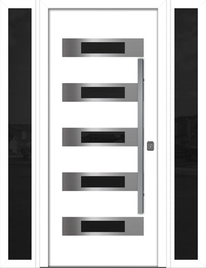 Nova Inox S5 Modern Exterior Single Door W/ (2) 12" Sidelight - Unit 62x81 3/8 - White - Doors and Beyond