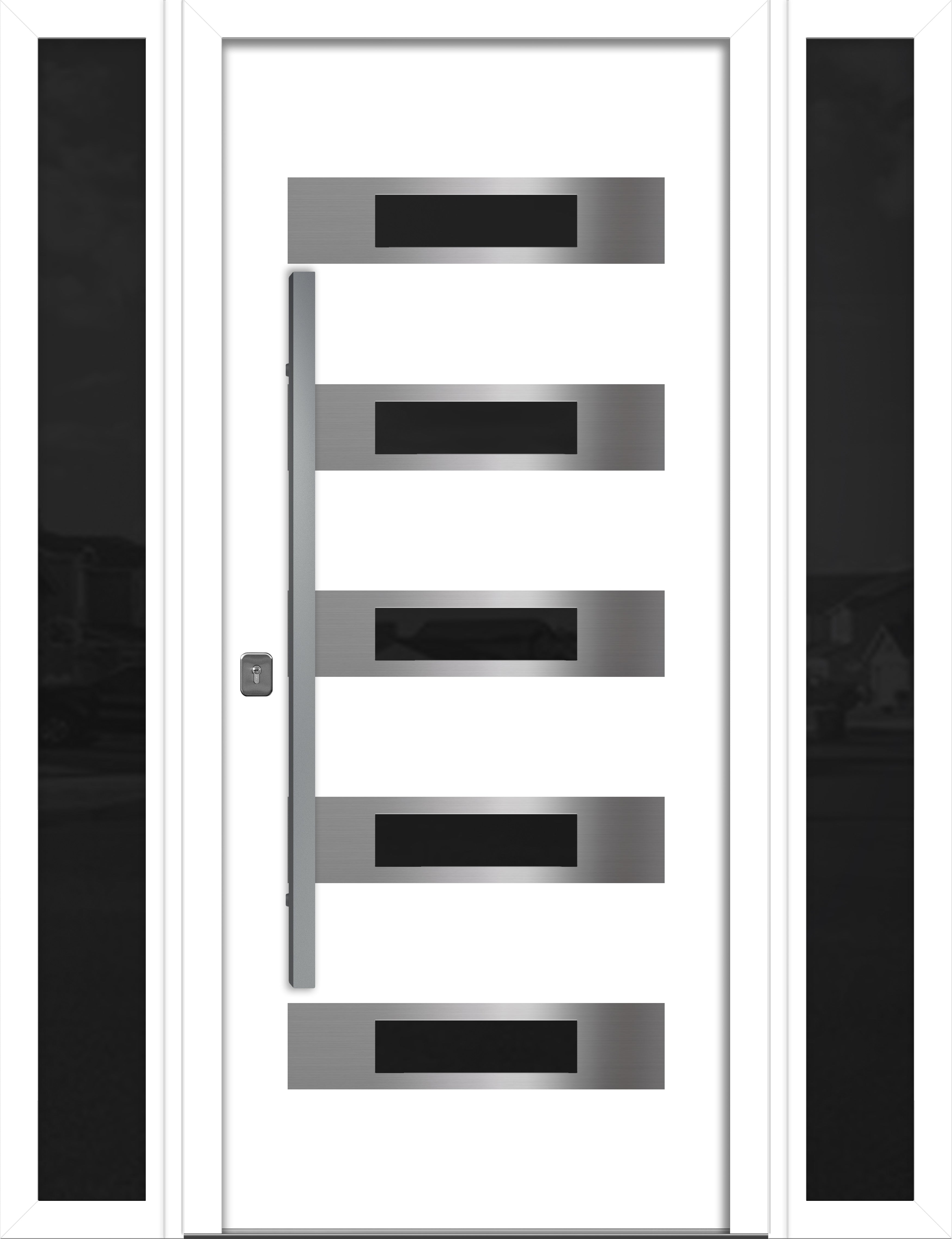 Nova Inox S5 Modern Exterior Single Door W/ (2) 12" Sidelight - Unit 62x81 3/8 - White