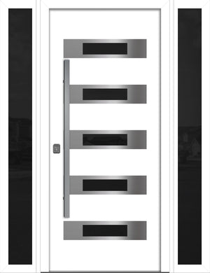 Nova Inox S5 Modern Exterior Single Door W/ (2) 12" Sidelight - Unit 62x81 3/8 - White - Doors and Beyond