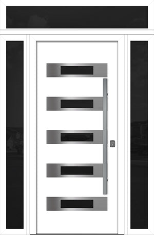 Nova Inox S5 Modern Exterior Single Door 36x80 with 2 Sidelight and Transom - Unit 62x95 1/2 - White - Doors and Beyond