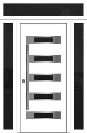 Nova Inox S5 Modern Exterior Single Door 36x80 with 2 Sidelight and Transom - Unit 62x95 1/2 - White - Doors and Beyond