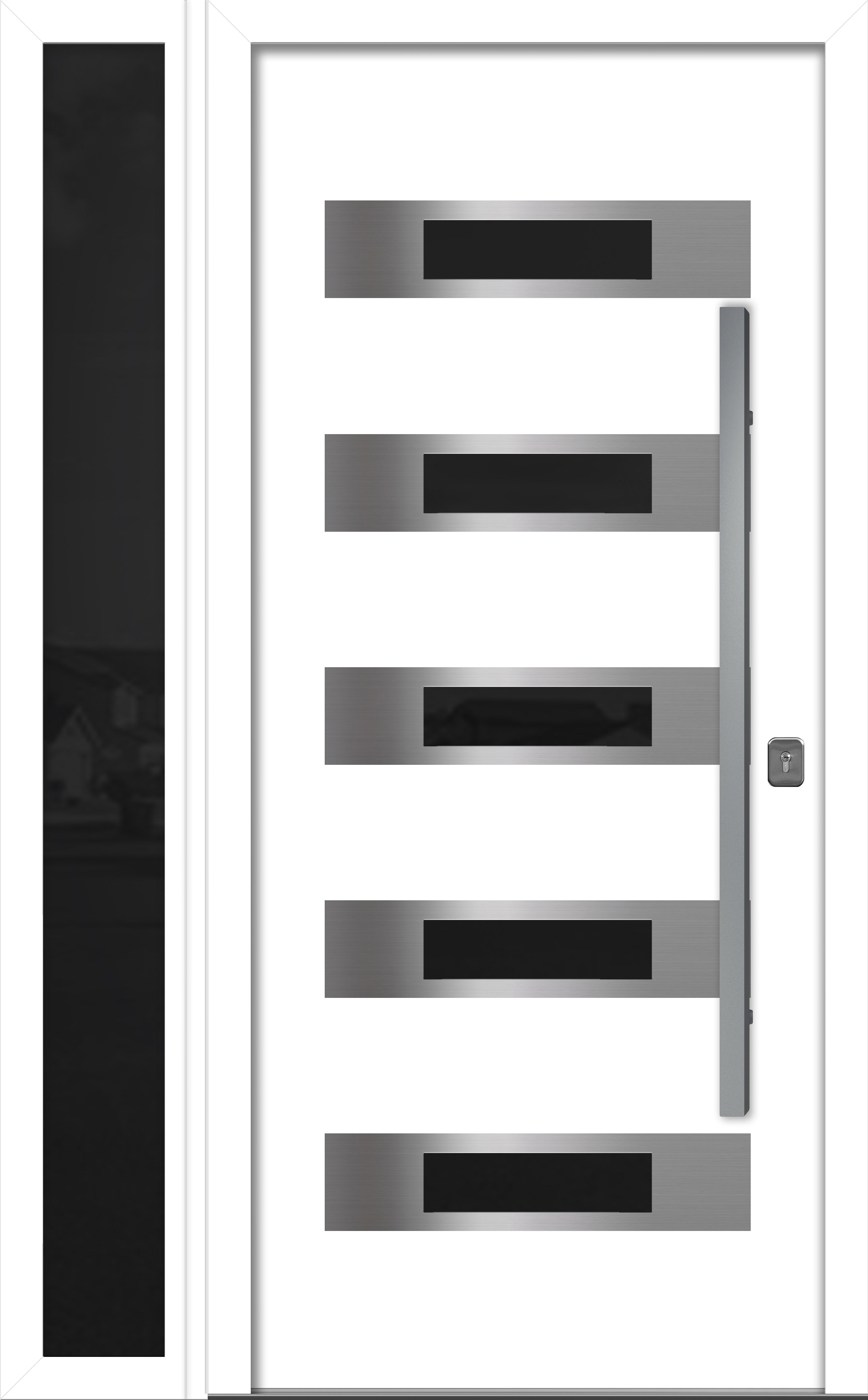 Nova Inox S5 Modern Exterior Single Door W/ (1) 12" Sidelight - Unit 50x81 3/8 - White