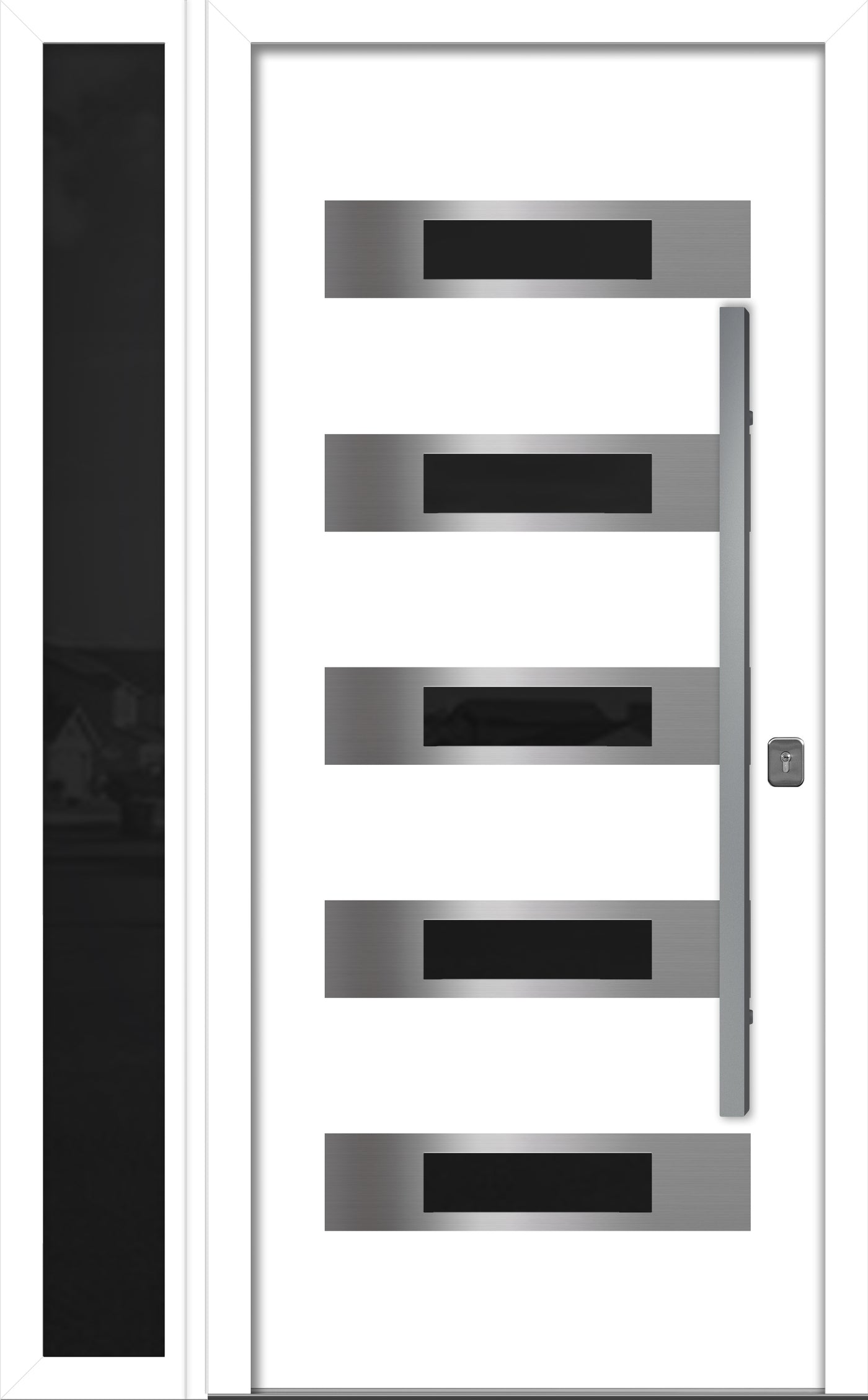 Nova Inox S5 Modern Exterior Single Door W/ (1) 12" Sidelight - Unit 50x81 3/8 - White - Doors and Beyond