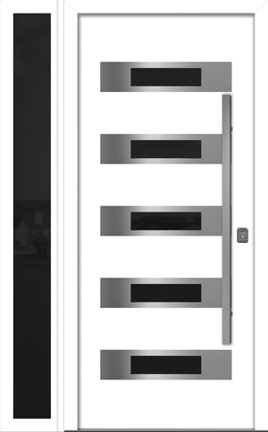 Nova Inox S5 Modern Exterior Single Door W/ (1) 12" Sidelight - Unit 50x81 3/8 - White - Doors and Beyond