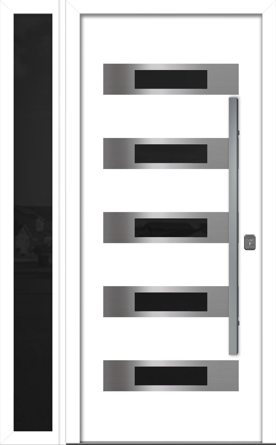 Nova Inox S5 Modern Exterior Single Door W/ (1) 12" Sidelight - Unit 50x81 3/8 - White - Doors and Beyond