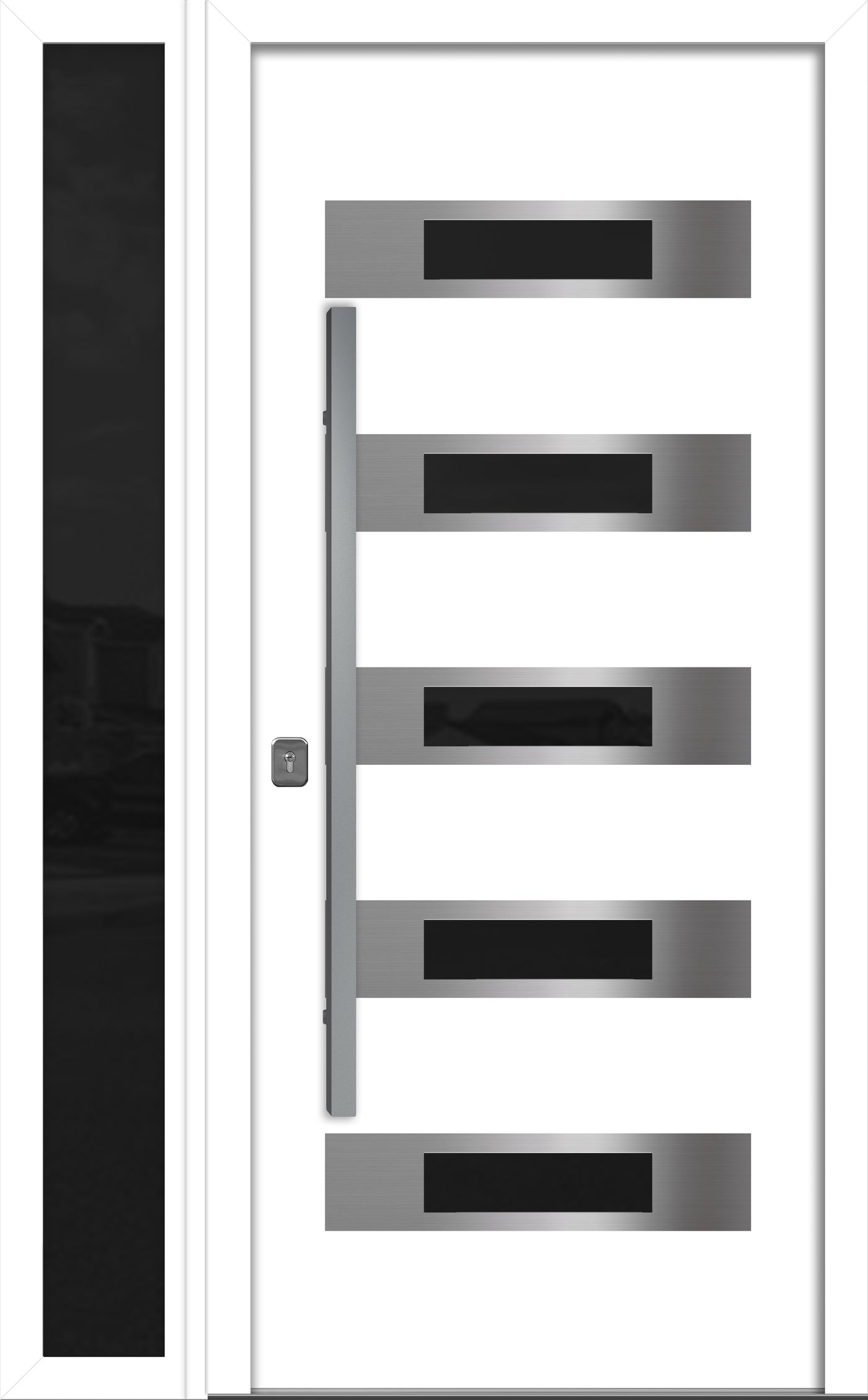 Nova Inox S5 Modern Exterior Single Door W/ (1) 12" Sidelight - Unit 50x81 3/8 - White - Doors and Beyond