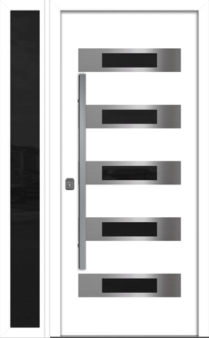 Nova Inox S5 Modern Exterior Single Door W/ (1) 12" Sidelight - Unit 50x81 3/8 - White - Doors and Beyond