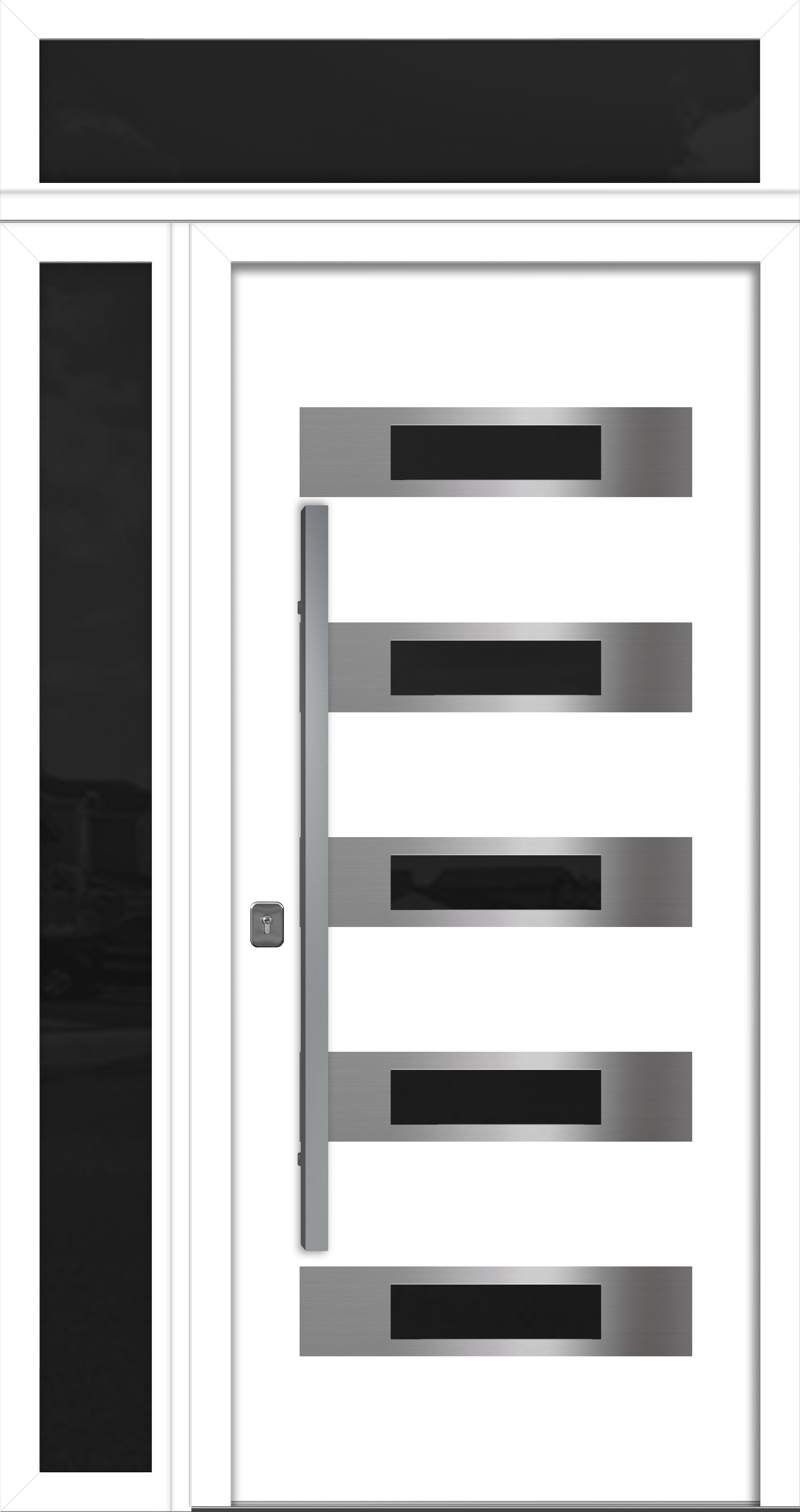 Nova Inox S5 Modern Exterior Single Door 36x80 with Sidelight and Transom - Unit 50x95 1/2 - White