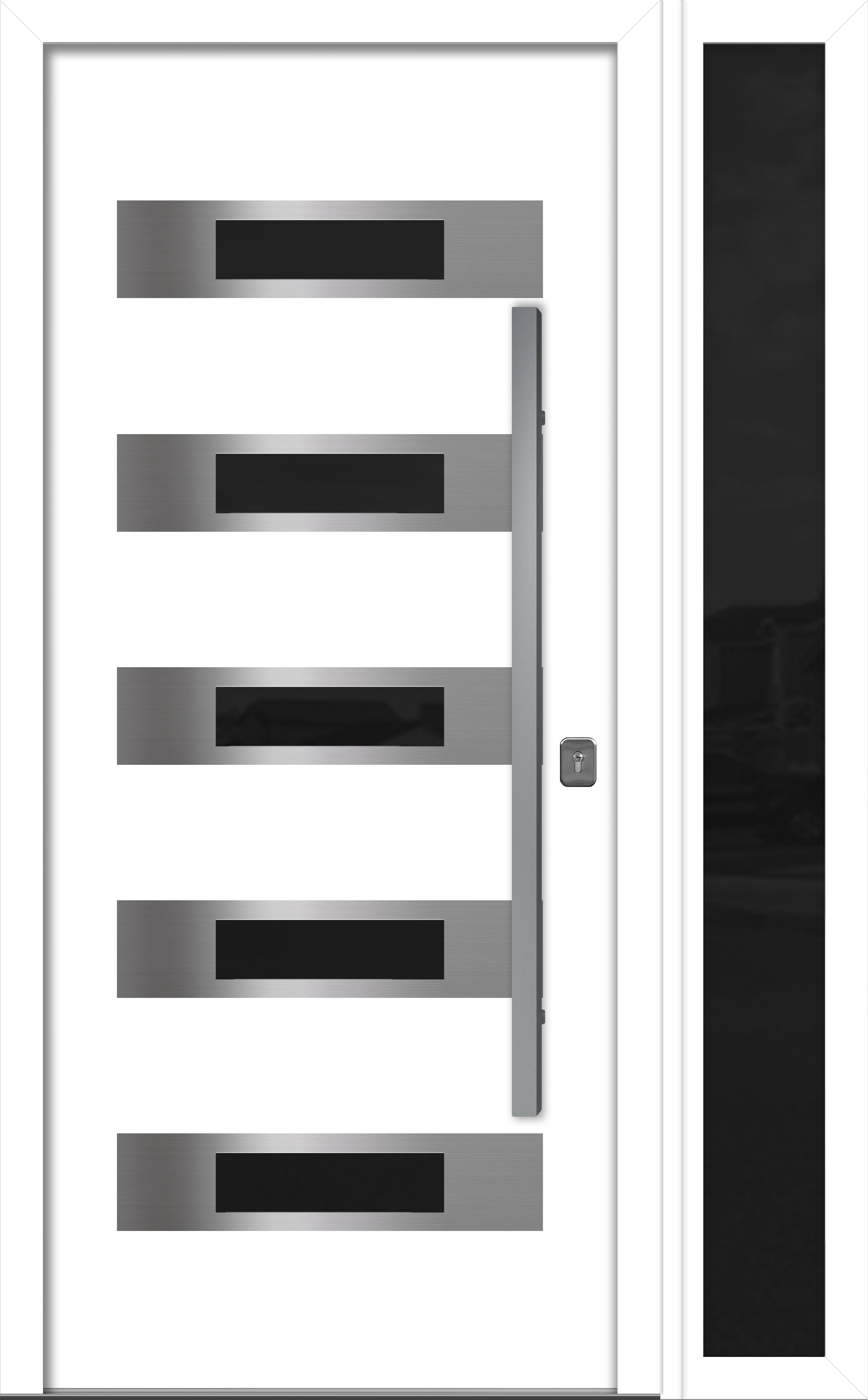 Nova Inox S5 Modern Exterior Single Door W/ (1) 12" Sidelight - Unit 50x81 3/8 - White