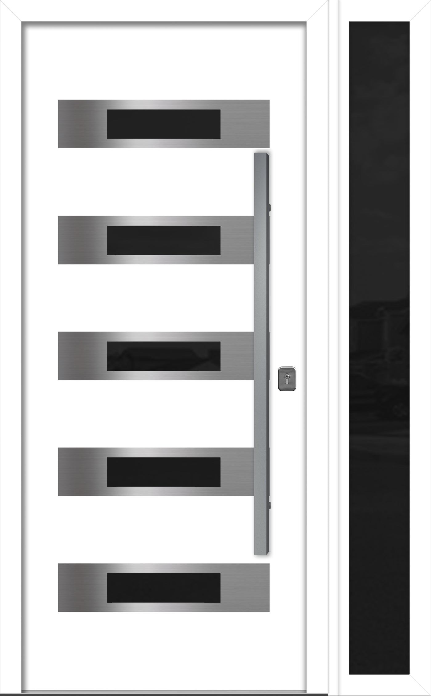 Nova Inox S5 Modern Exterior Single Door W/ (1) 12" Sidelight - Unit 50x81 3/8 - White - Doors and Beyond