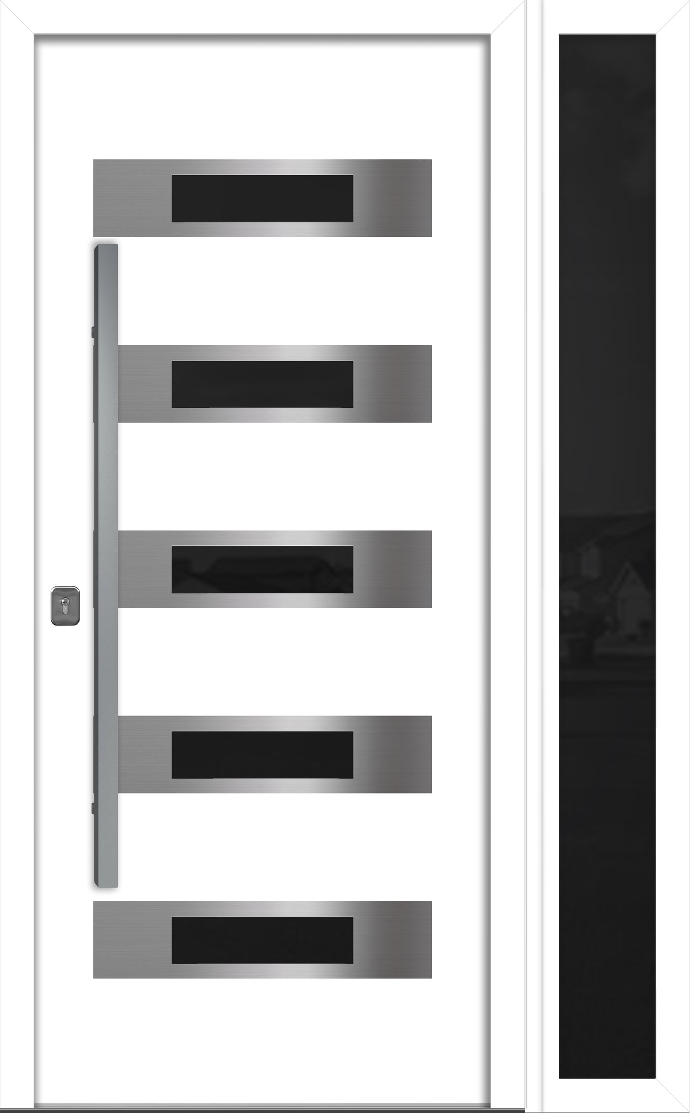 Nova Inox S5 Modern Exterior Single Door W/ (1) 12" Sidelight - Unit 50x81 3/8 - White - Doors and Beyond