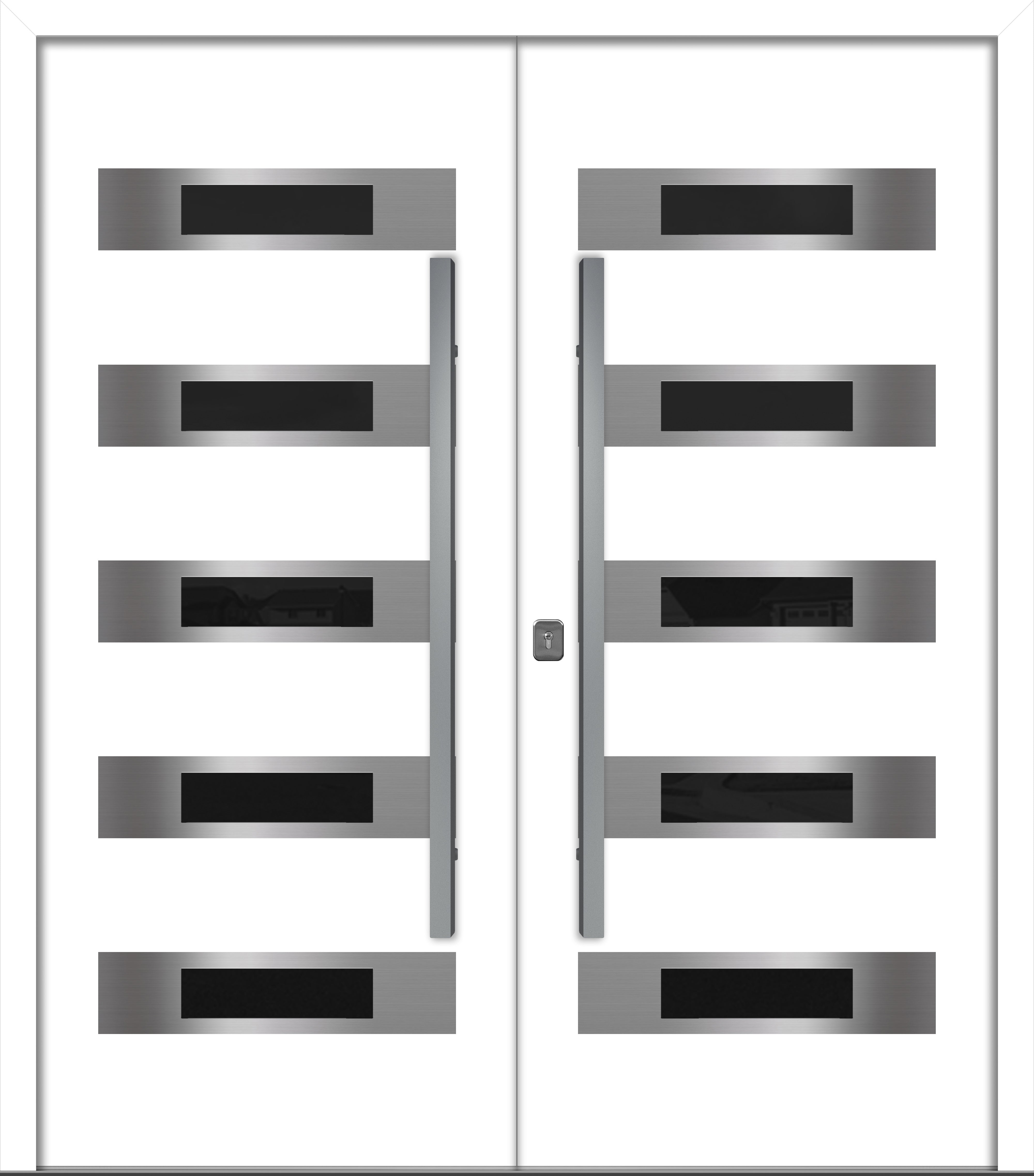 Nova Inox S5 Modern Exterior Double Door 72x80 - Unit 74x81 1/2 - White