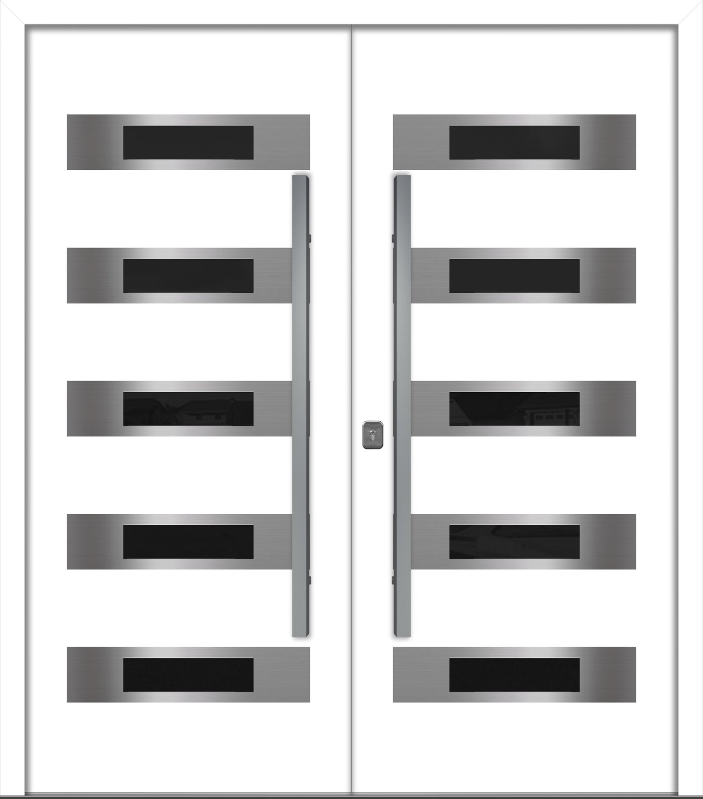 Nova Inox S5 Modern Exterior Double Door 72x80 - Unit 74x81 1/2 - White - Doors and Beyond