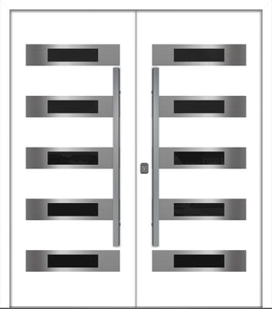 Nova Inox S5 Modern Exterior Double Door 72x80 - Unit 74x81 1/2 - White - Doors and Beyond