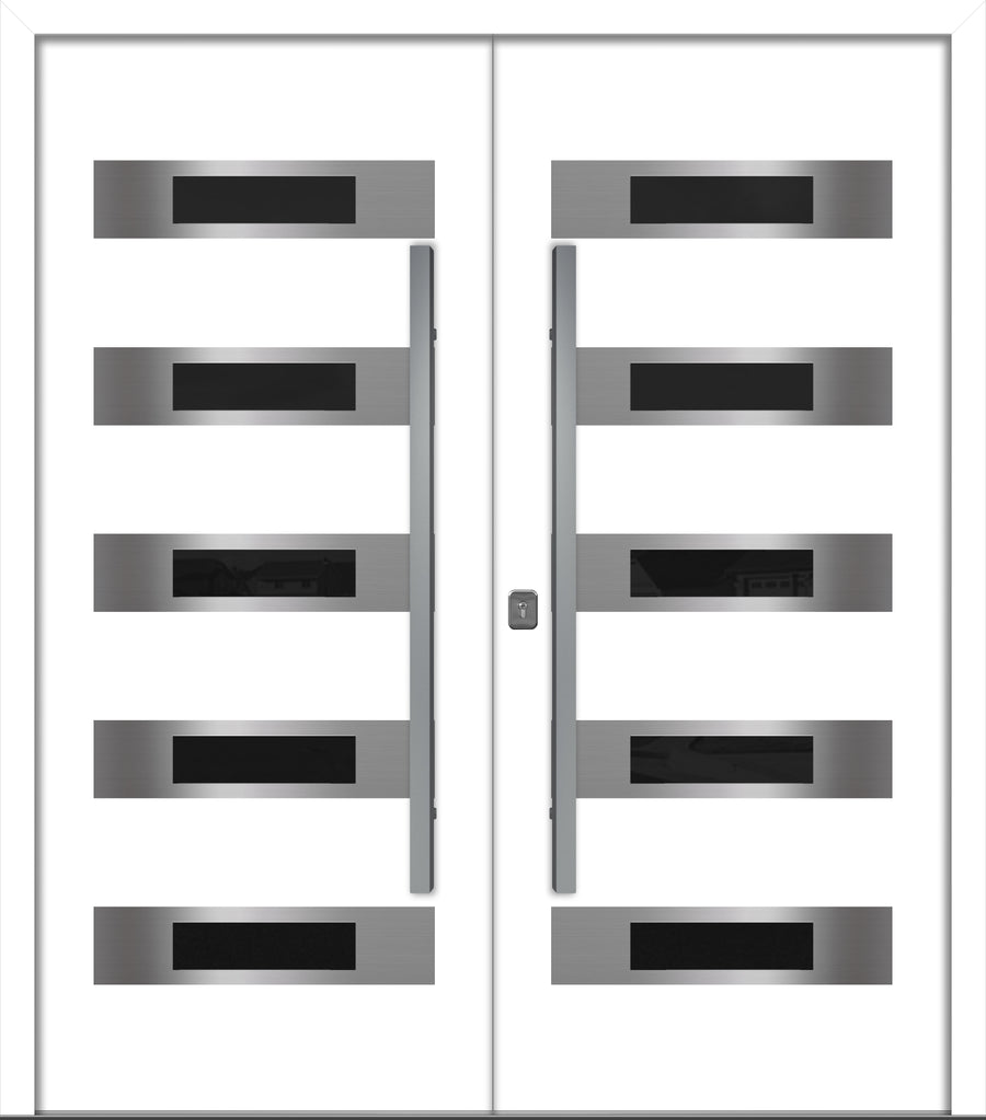 Nova Inox S5 Modern Exterior Double Door 72x80 - Unit 74x81 1/2 - White - Doors and Beyond