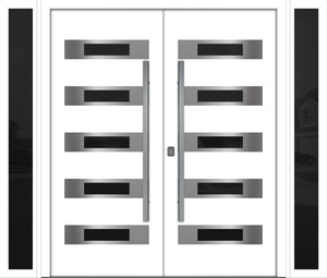 Nova Inox S5 Modern Exterior Double Door W/ (2) 12" Sidelight - Unit 98x81 3/8 - White (Copy) - Doors and Beyond