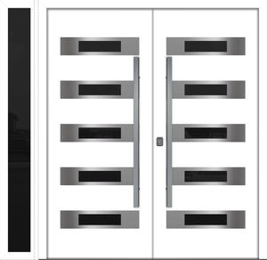 Nova Inox S5 Modern Exterior Double Door W/ (1) 12" Sidelight - Unit 86x81 3/8 - White - Doors and Beyond